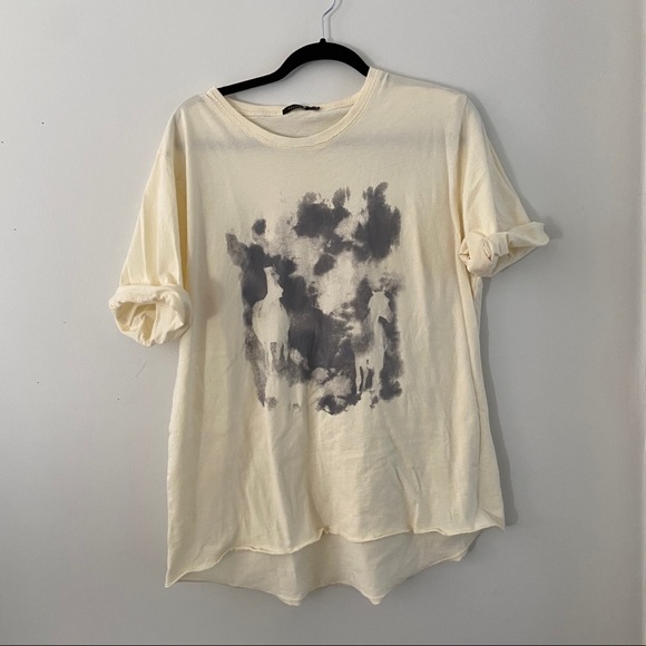 Talula Tops - Talula Pastel Yellow Horse T-Shirt
